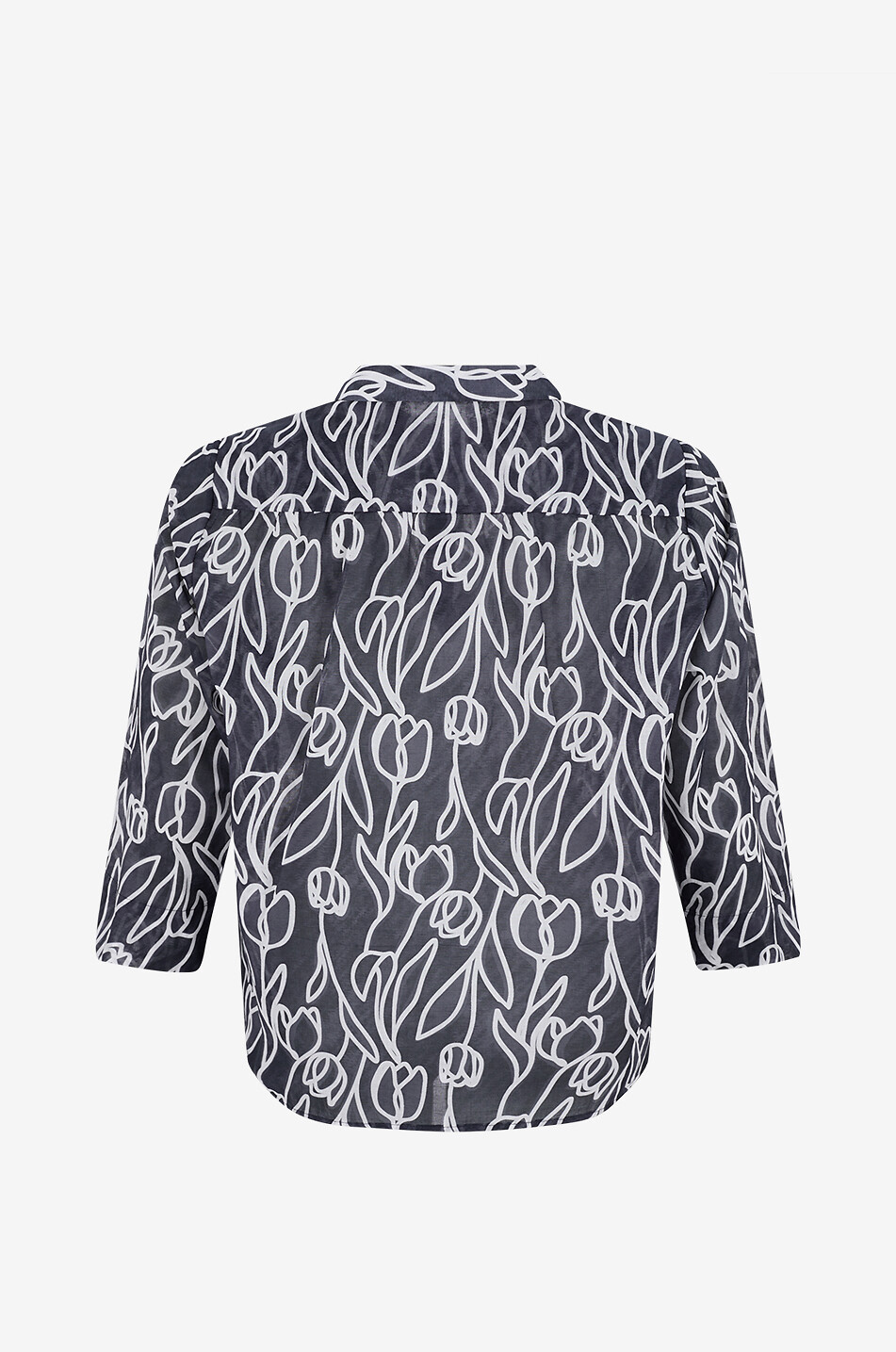 YC MILANO Hemd aus Baumwollvoile mit Tulpenprint Damen DUNKELBLAU 2