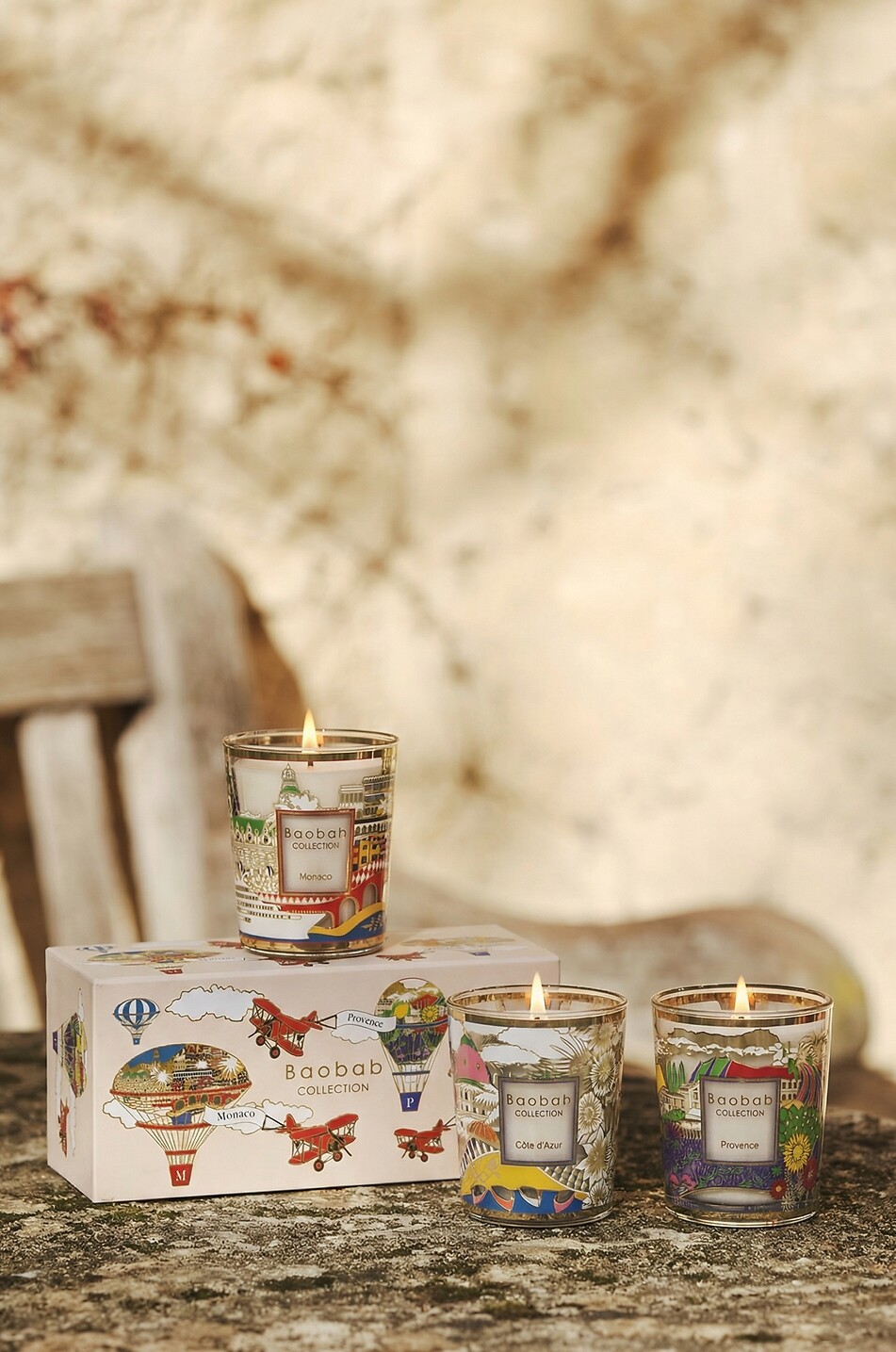 BAOBAB Trio Travel Provence - Monaco - Côte d'Azur scented candle boxed set Home Colourless 3