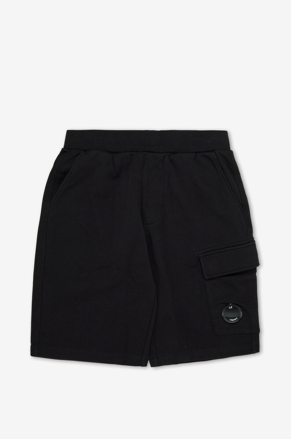 C.P. COMPANY U16 Cargo cotton fleece bermuda shorts with logo Boy BLACK 1