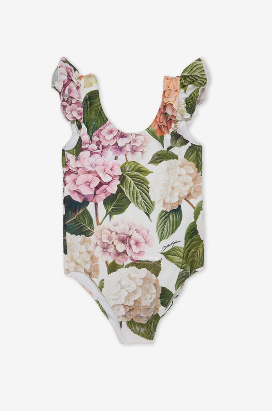 DOLCE & GABBANA Mädchen-Badeanzug aus Lycra mit Blumenmuster Ortensie Mädchen WEISS 1
