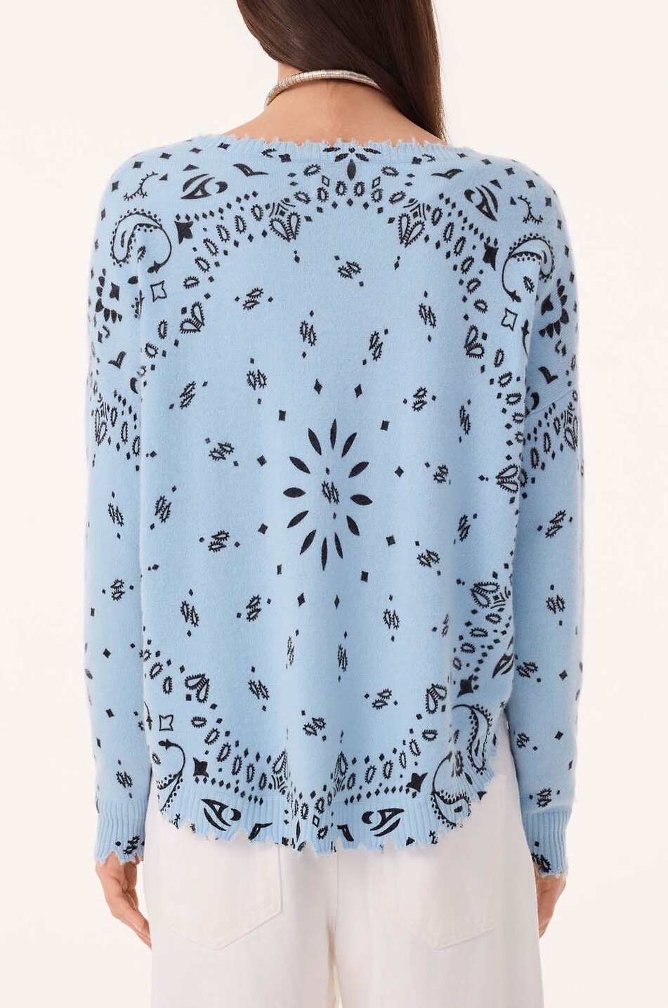 KUJTEN Pullover mit Rundhalsausschnitt aus Kaschmir Mela Bandana Damen HELLBLAU 4