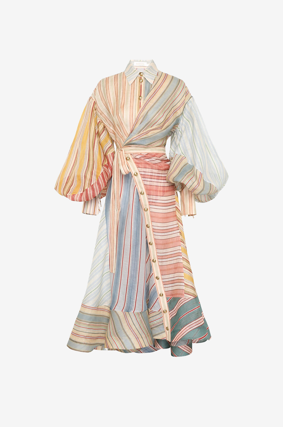 Rebellion striped linen and silk midi shirt dress