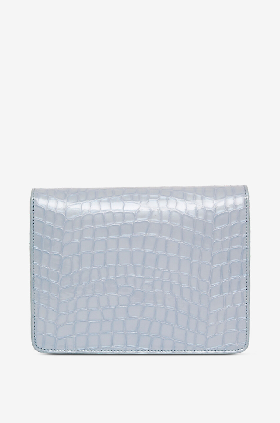 DE MARQUET Sac porté épaule en cuir effet crocodile Enveloppe Faux Croc Femme BLEU CLAIR 2