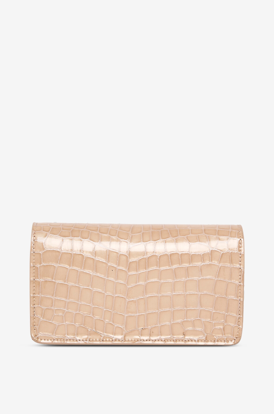DE MARQUET Sac porté épaule en cuir effet crocodile Minibox Cut Faux Croc Femme BEIGE 2