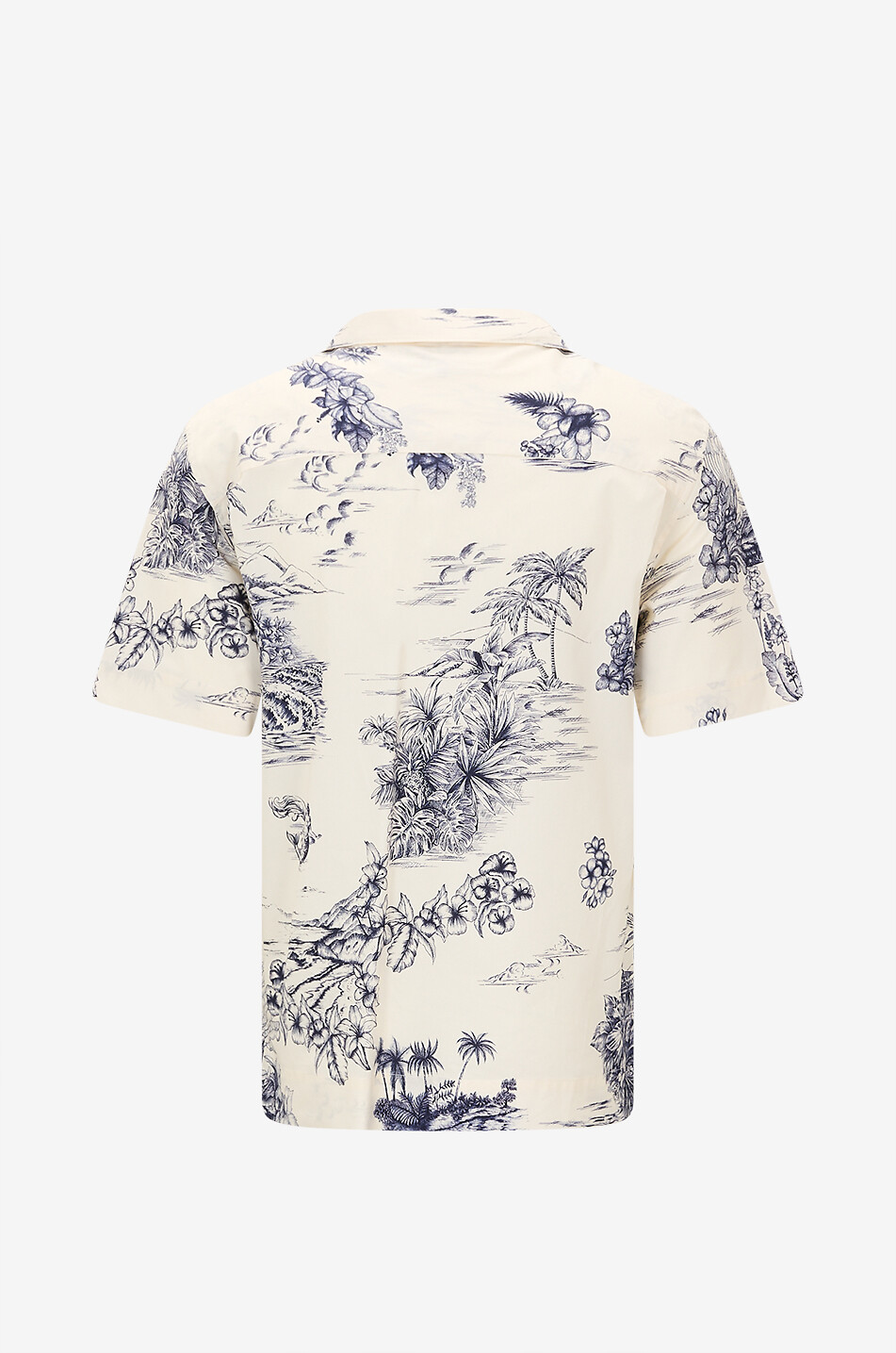 MONCLER Printed cotton poplin Cuban collar shirt Men WHITE 2