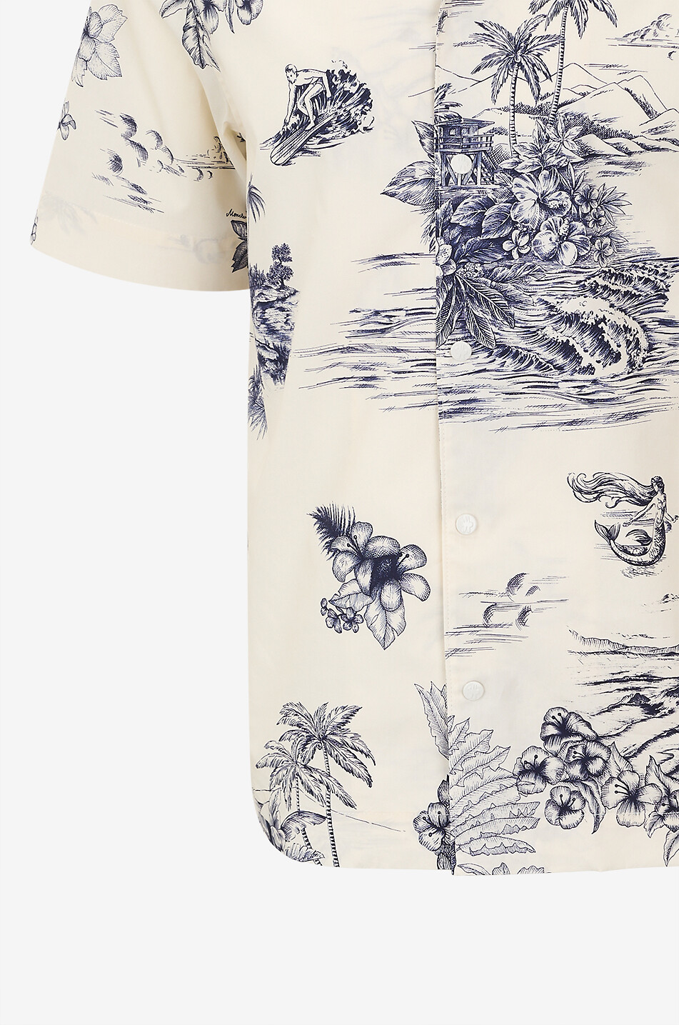 MONCLER Printed cotton poplin Cuban collar shirt Men WHITE 3