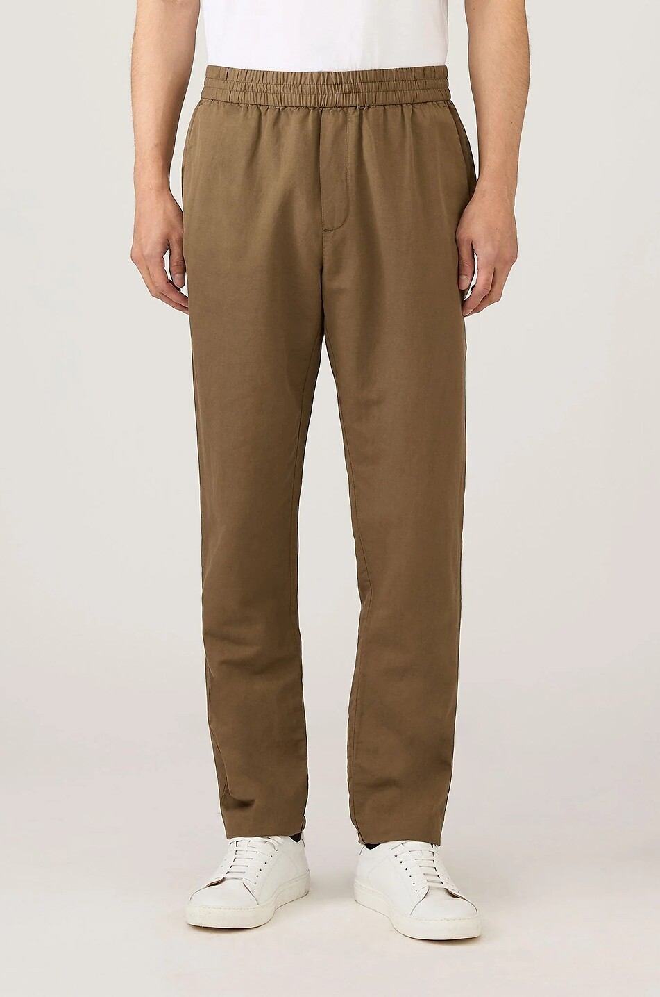 SUNSPEL Straight-leg cotton and linen canvas trousers Men LIGHT BROWN 4