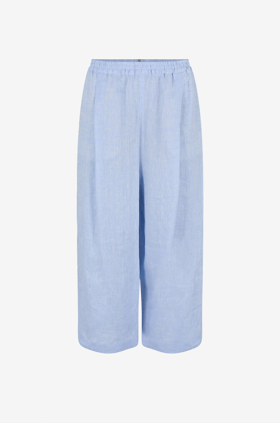Wide-leg drawstring trousers in chambray linen
