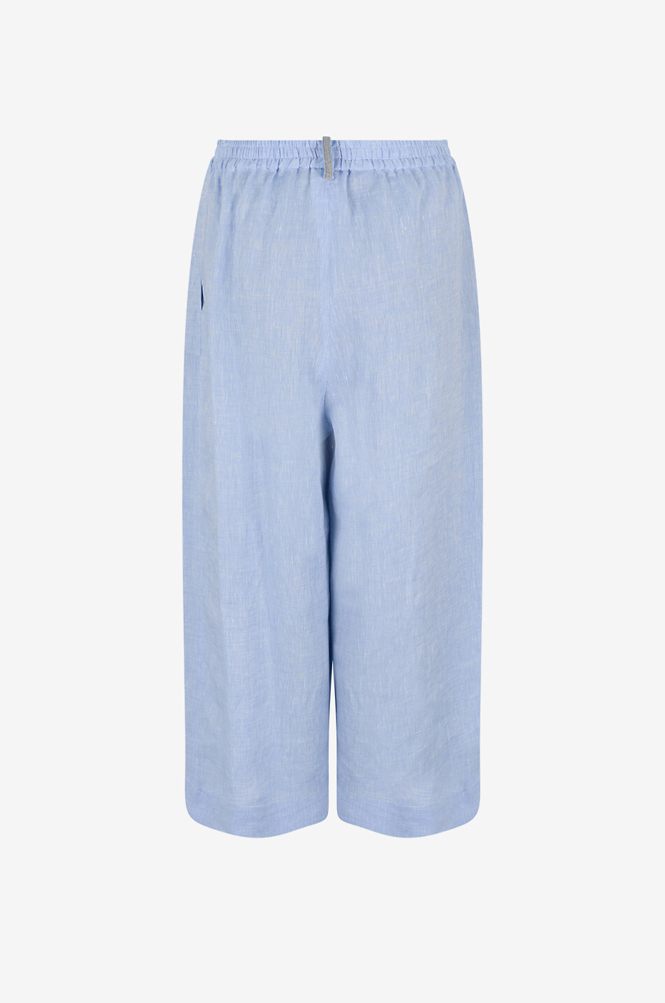 FABIANA FILIPPI Wide-leg drawstring trousers in chambray linen Women LIGHT BLUE 2