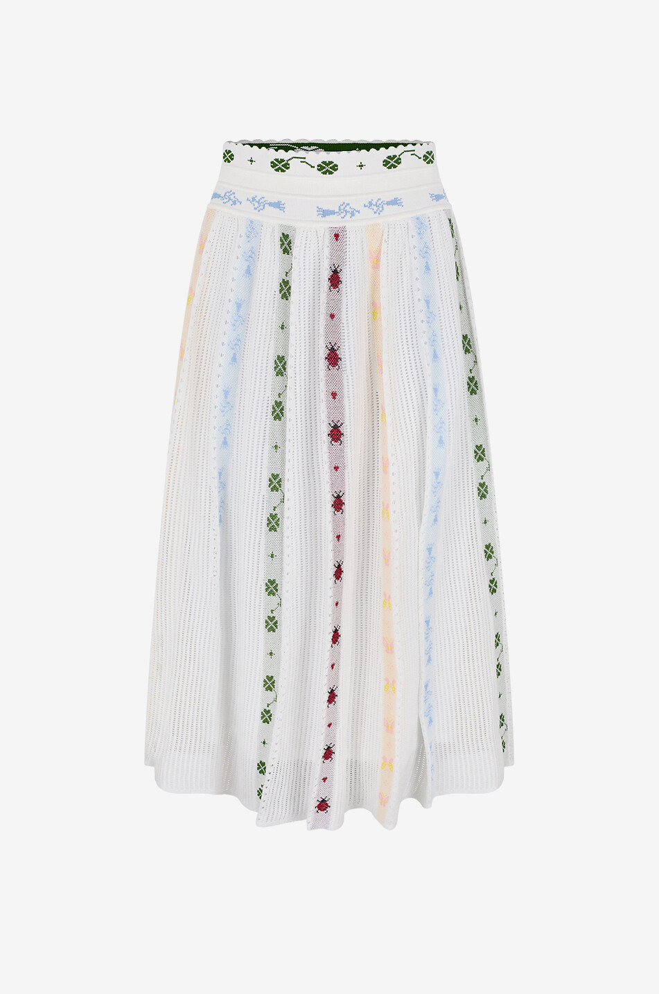 Espérance embroidered crochet long skirt