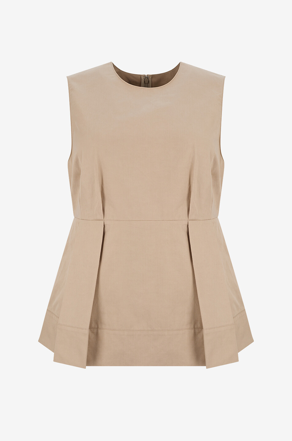 VINCE Top sans manches à basques en coton et lyocell Femme Beige clair 1