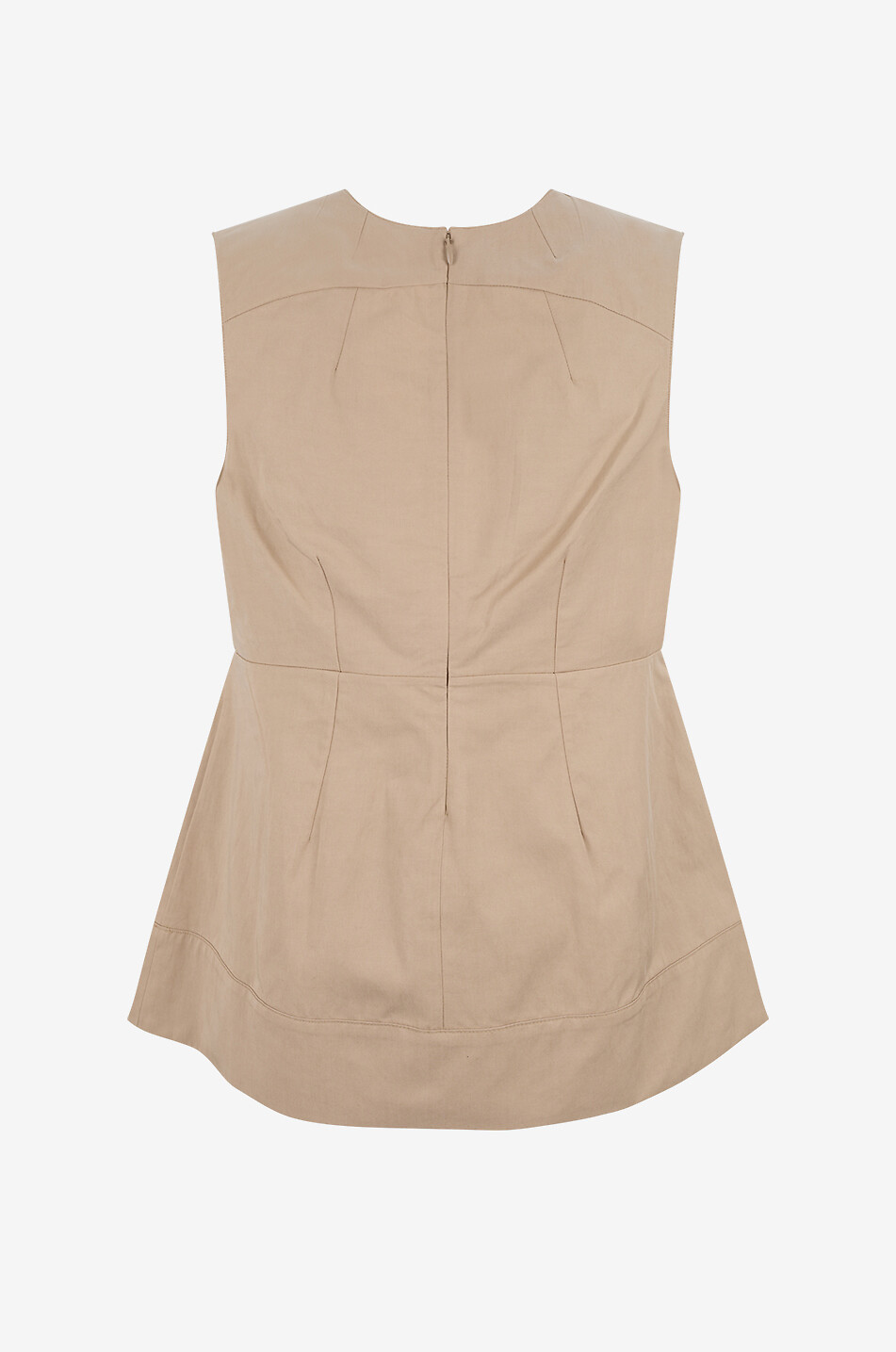 VINCE Top sans manches à basques en coton et lyocell Femme Beige clair 2