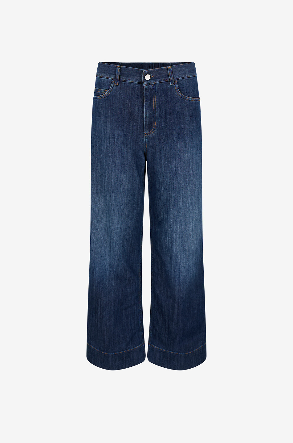 Wide-leg cropped jeans in cotton denim