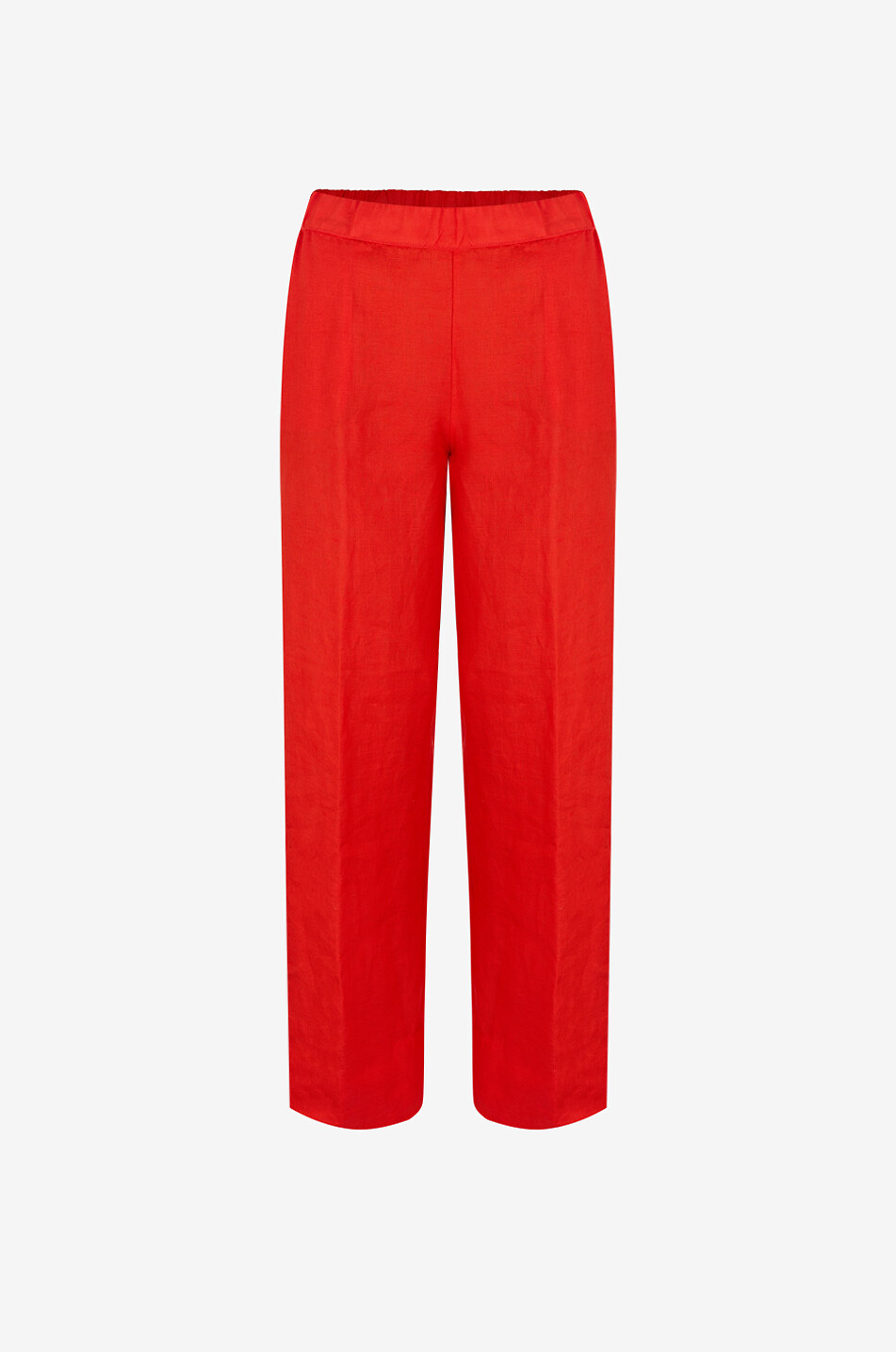Wide-leg straight linen trousers