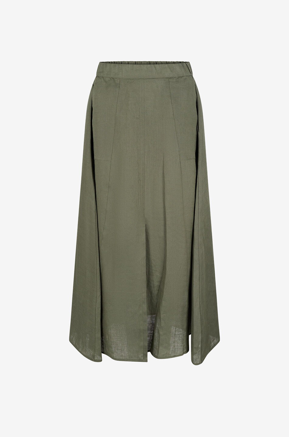 YC MILANO Langer ausgestellter Rock aus Leinen Damen KHAKI 1