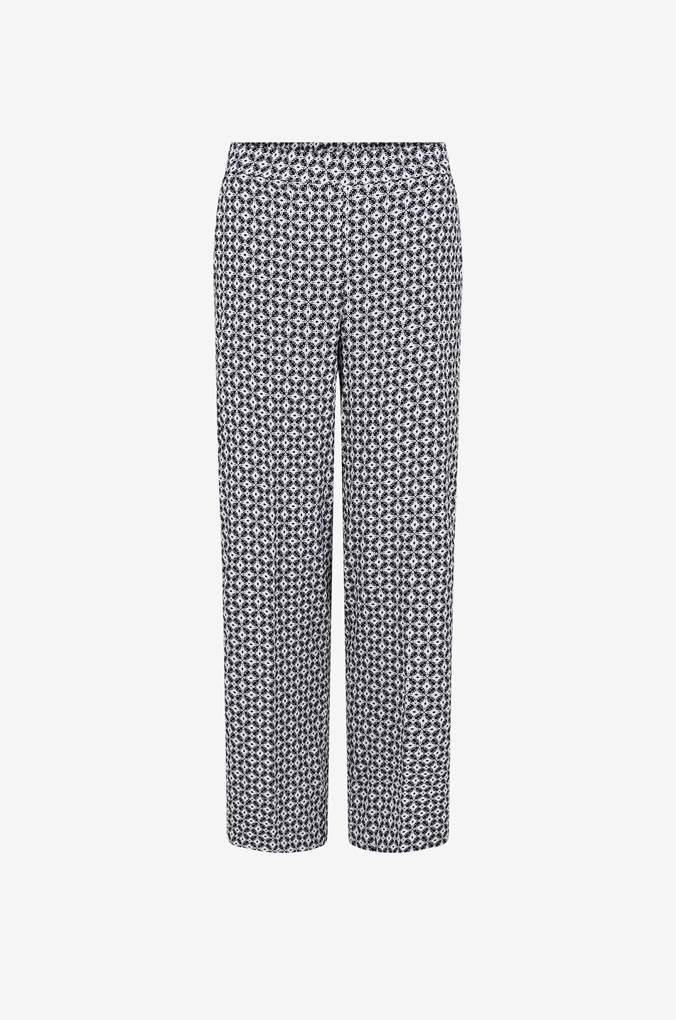 YC MILANO Straight-leg floral viscose crêpe trousers Women BLUE 1