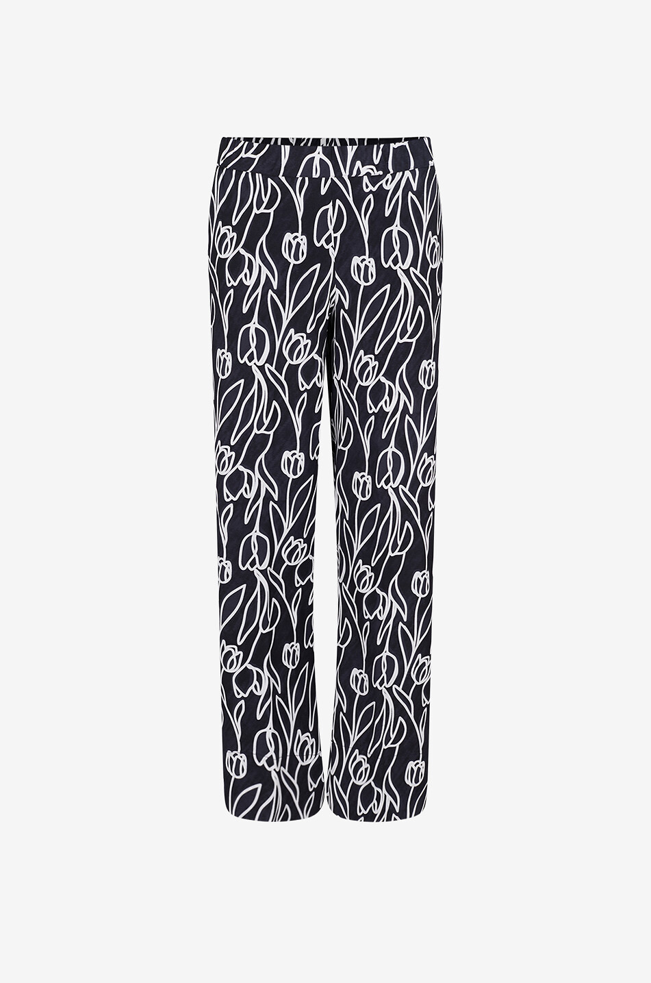 Straight-leg floral viscose crêpe trousers