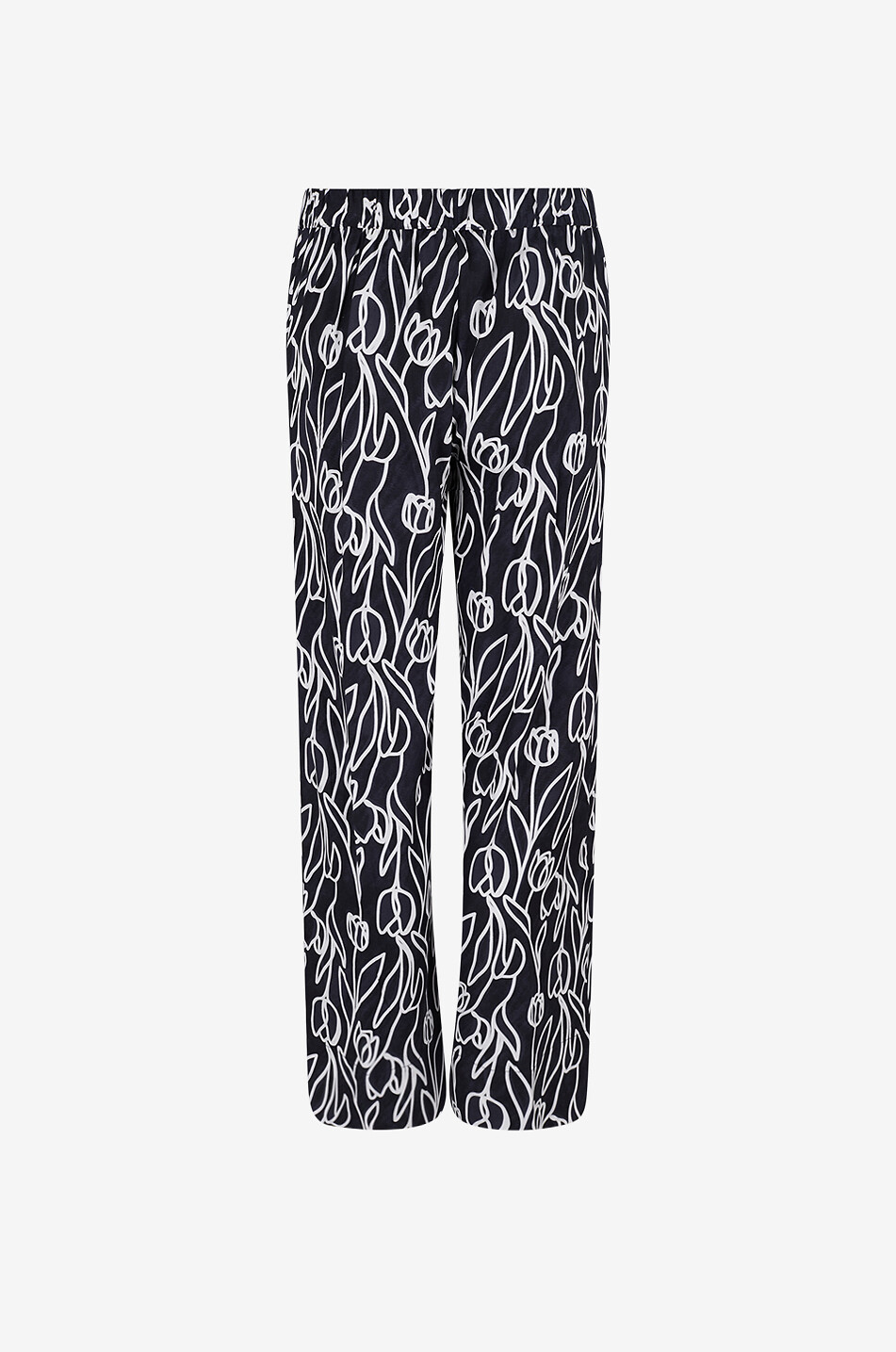 YC MILANO Straight-leg floral viscose crêpe trousers Women DARK BLUE 2
