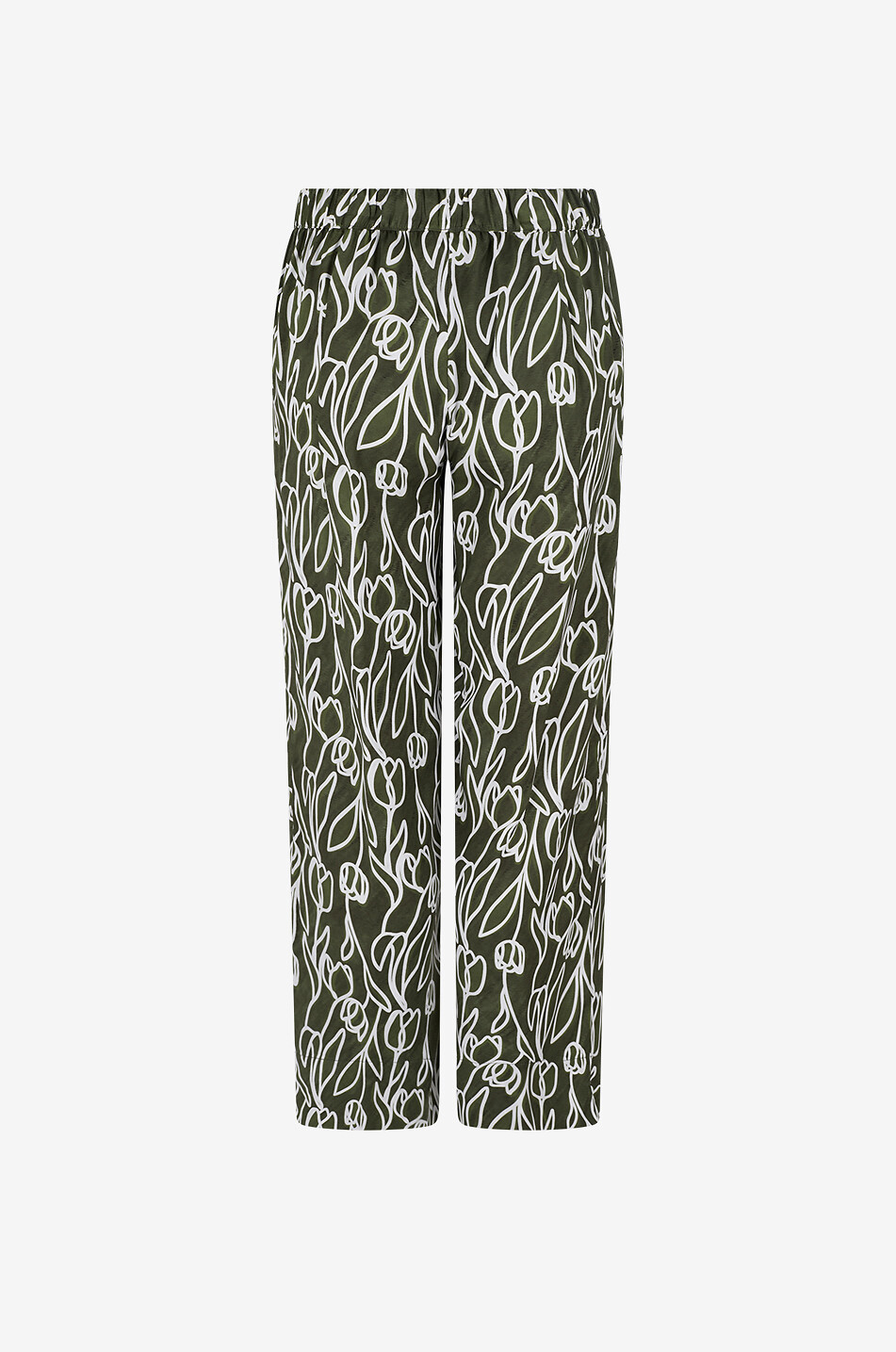 YC MILANO Straight-leg floral viscose crêpe trousers Women KHAKI 2