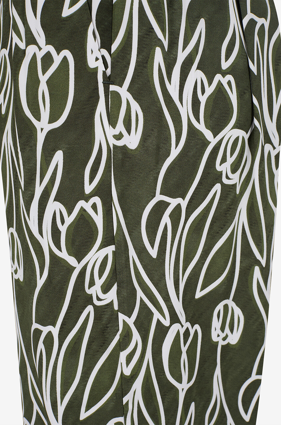 YC MILANO Straight-leg floral viscose crêpe trousers Women KHAKI 3