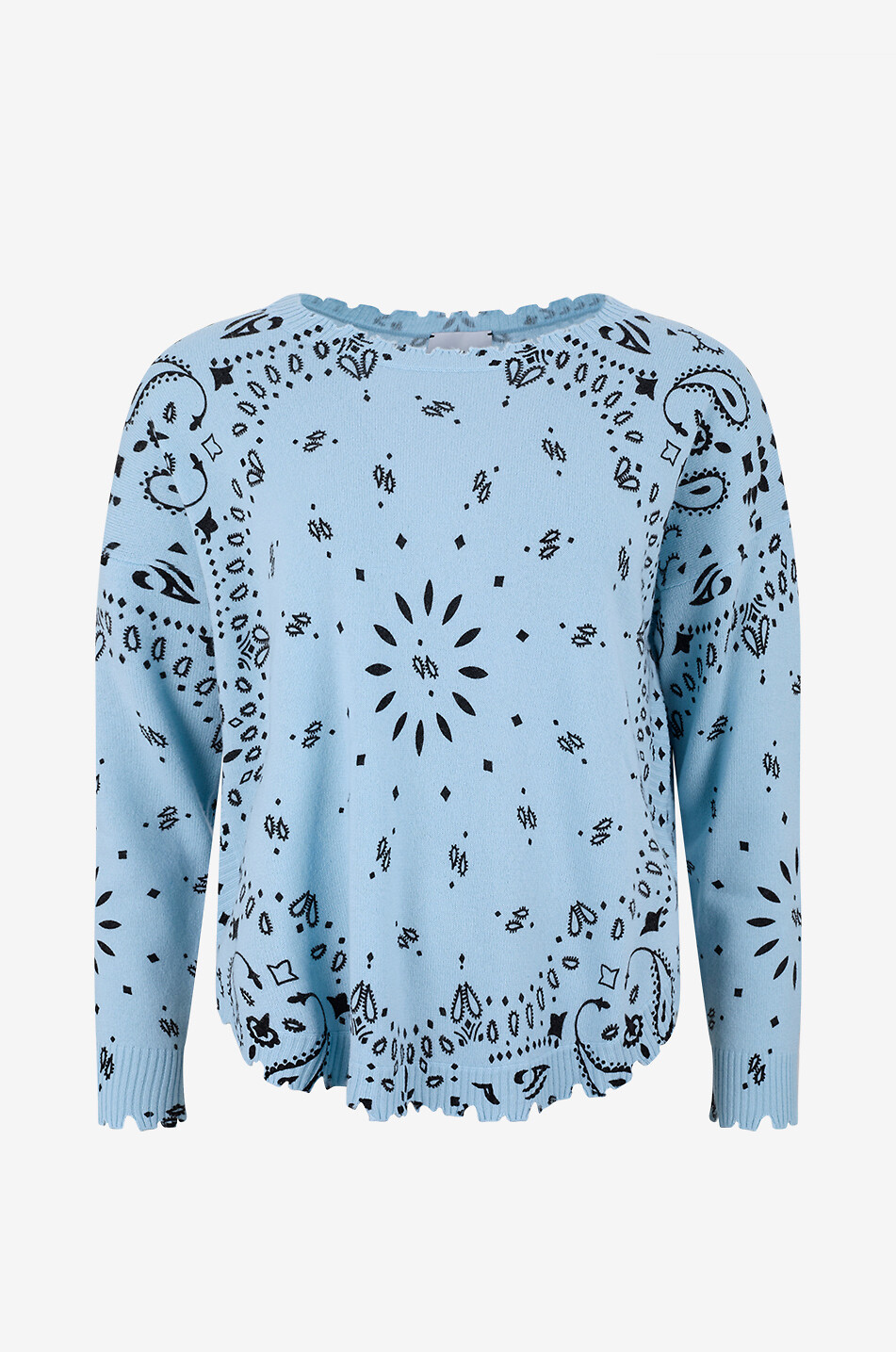 KUJTEN Pullover mit Rundhalsausschnitt aus Kaschmir Mela Bandana Damen HELLBLAU 1
