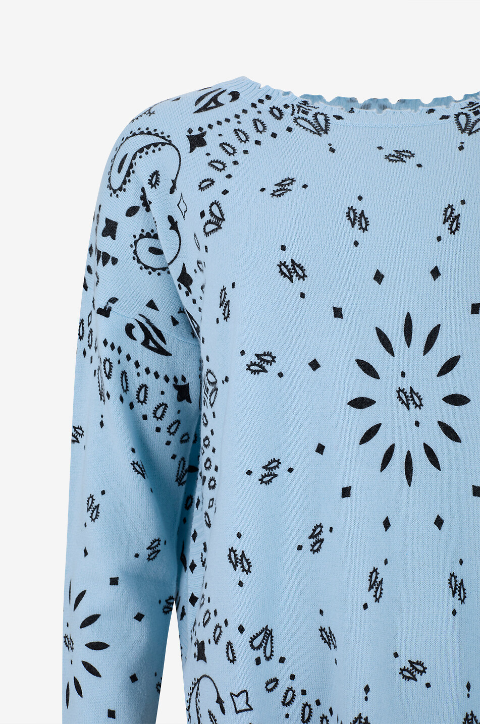 KUJTEN Pullover mit Rundhalsausschnitt aus Kaschmir Mela Bandana Damen HELLBLAU 6