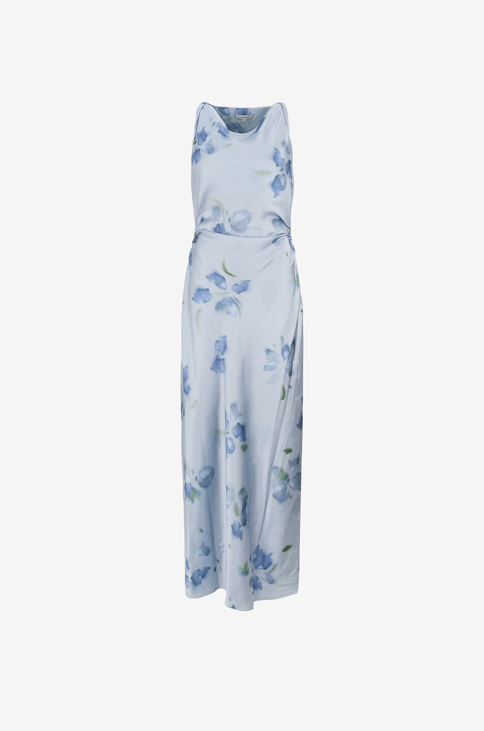 Robe longue cintrée à col bénitier imprimé floral