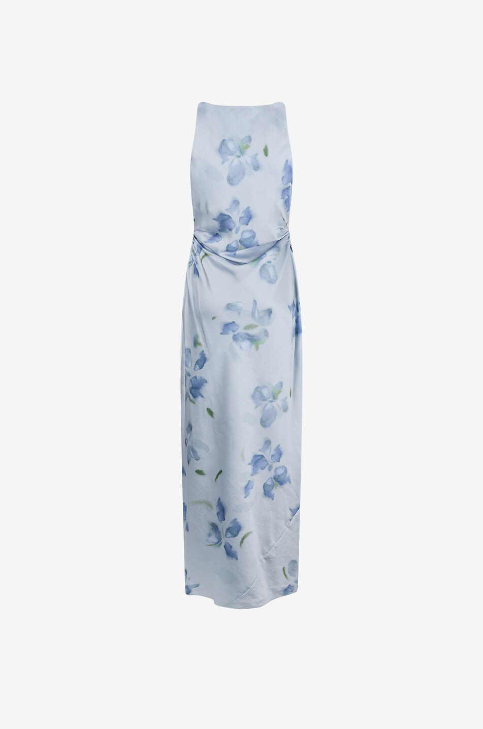 VINCE Robe longue cintrée à col bénitier imprimé floral Femme BLEU CLAIR 2