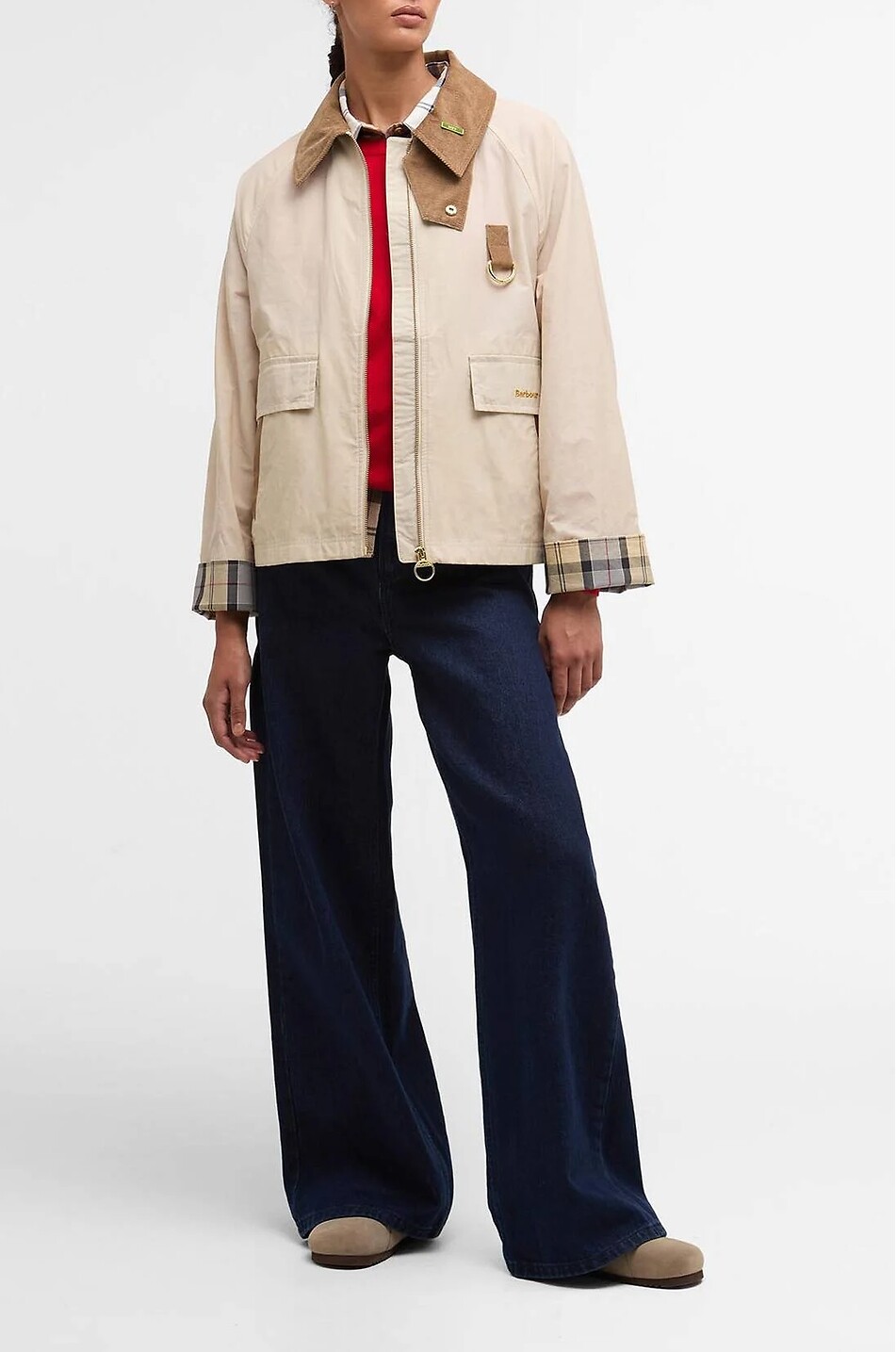 BARBOUR Icons Spey canvas short A-line lightweight jacket Women Light beige 5