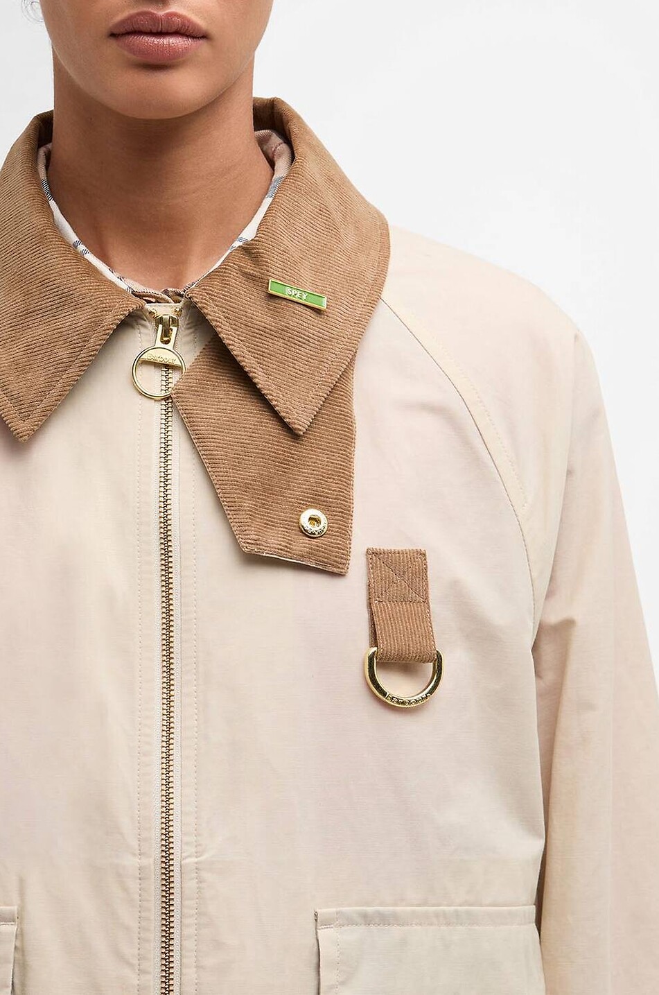 BARBOUR Icons Spey canvas short A-line lightweight jacket Women Light beige 3