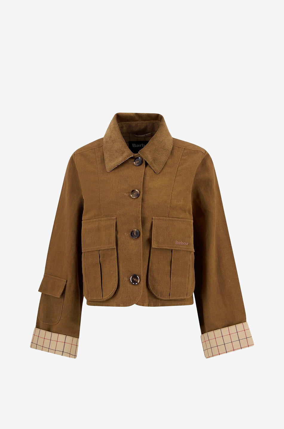 BARBOUR Dalbury cotton and linen shirt collar lightweight jacket Women BROWN 1