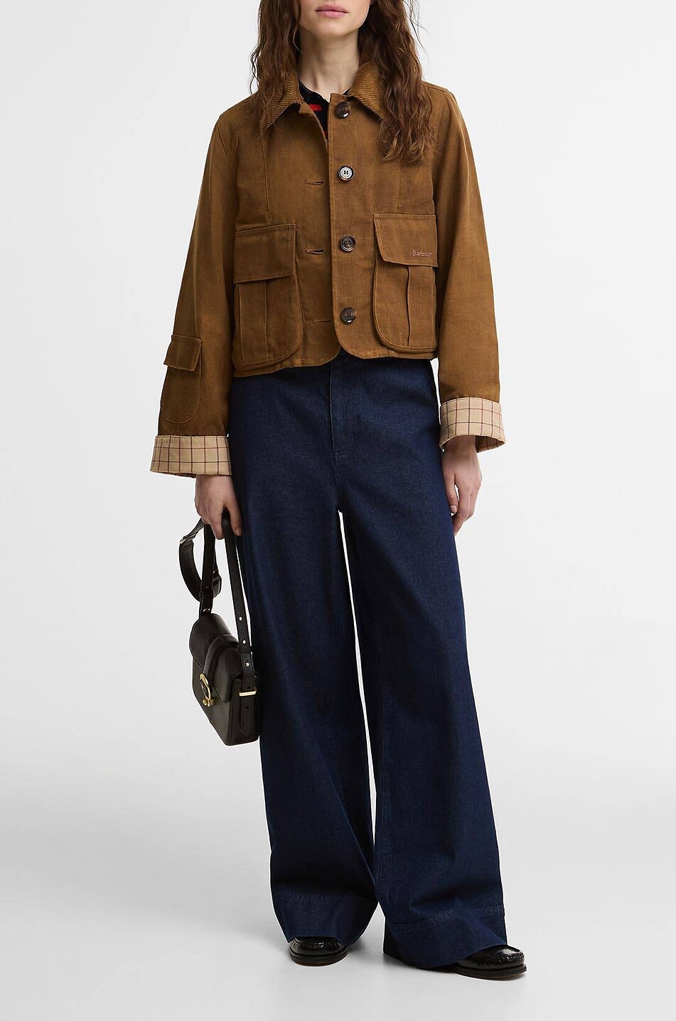 BARBOUR Dalbury cotton and linen shirt collar lightweight jacket Women BROWN 2