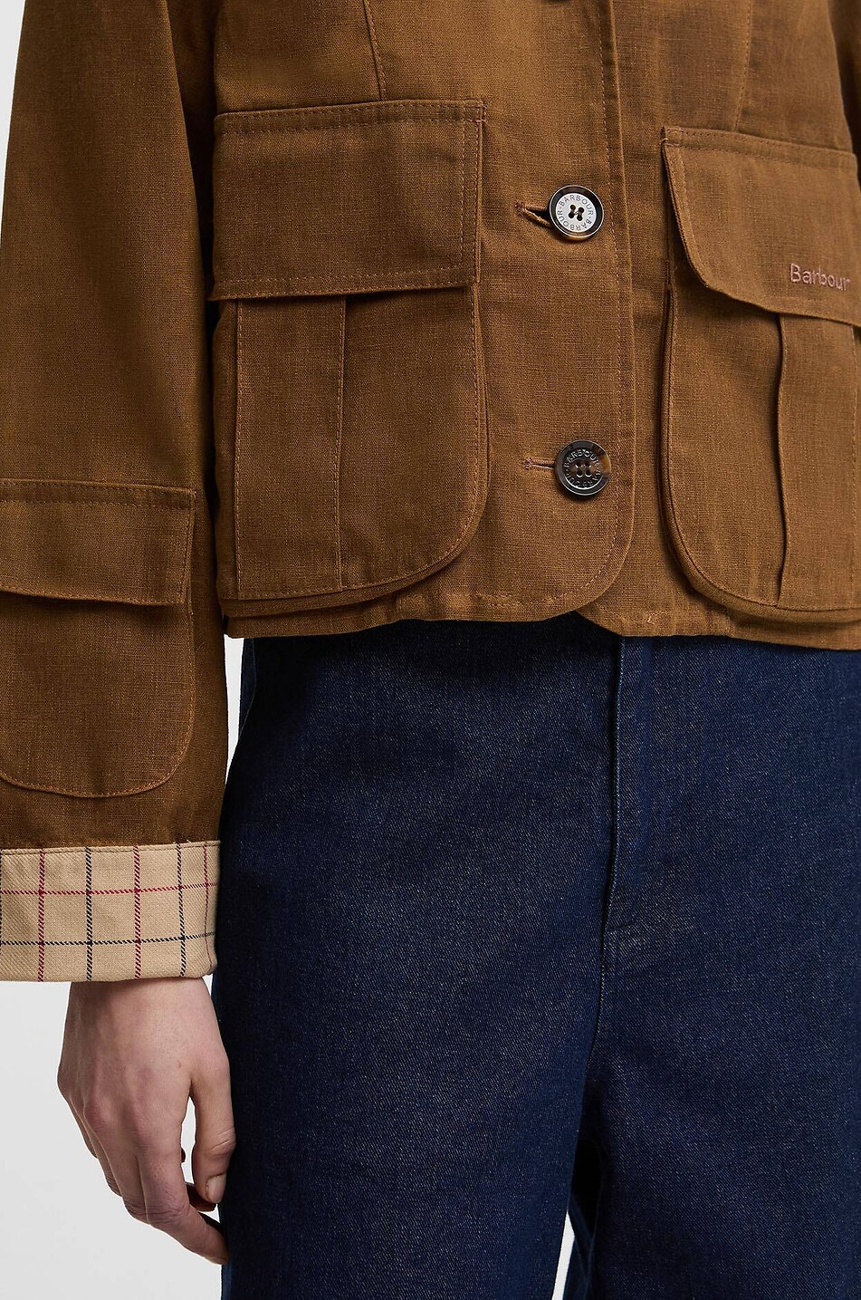 BARBOUR Dalbury cotton and linen shirt collar lightweight jacket Women BROWN 5