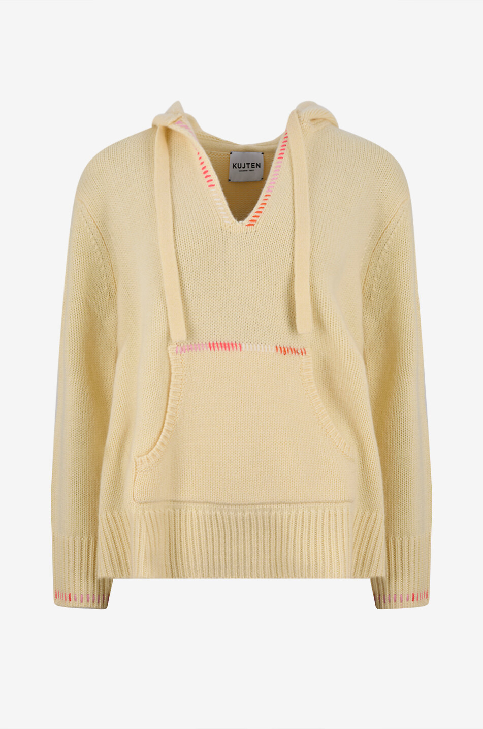 KUJTEN Pull à capuche brodé en cachemire Solmar Fun Femme JAUNE CLAIR 1