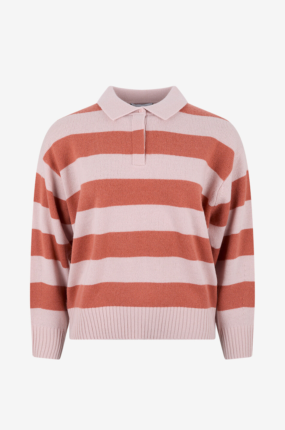 KUJTEN Pull à col polo rayé en cachemire Royde Femme ROSE 1