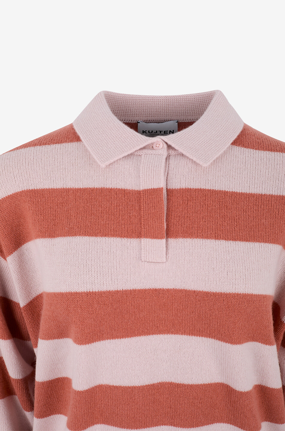 KUJTEN Pull à col polo rayé en cachemire Royde Femme ROSE 3