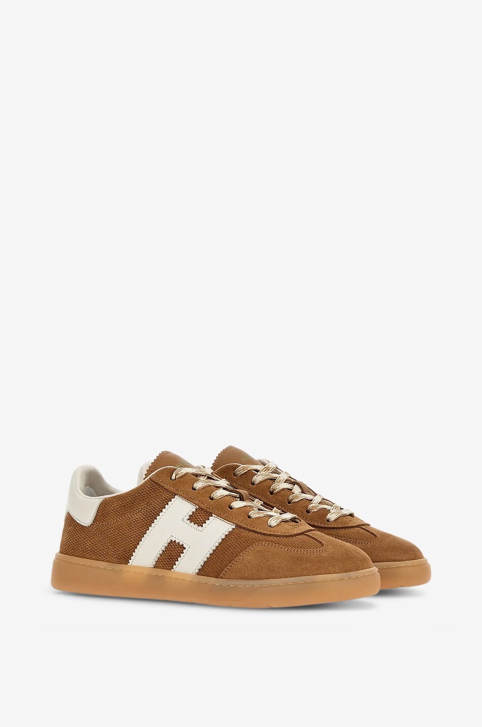 HOGAN Cool leather and suede low-top sneakers Women BROWN 2