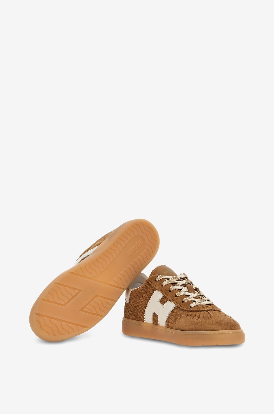 HOGAN Cool leather and suede low-top sneakers Women BROWN 4