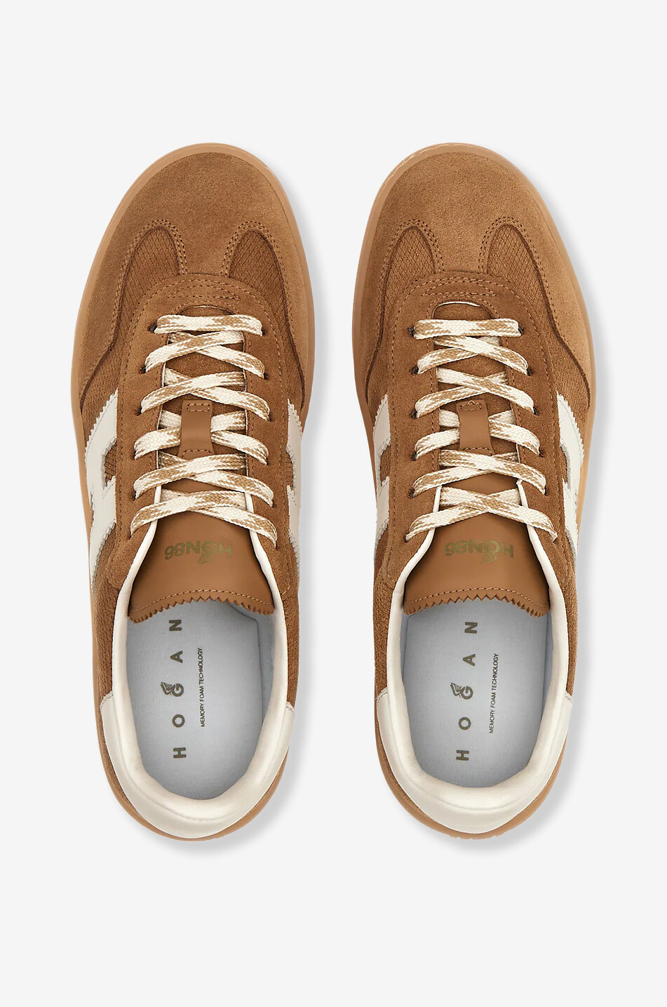 HOGAN Cool leather and suede low-top sneakers Women BROWN 5