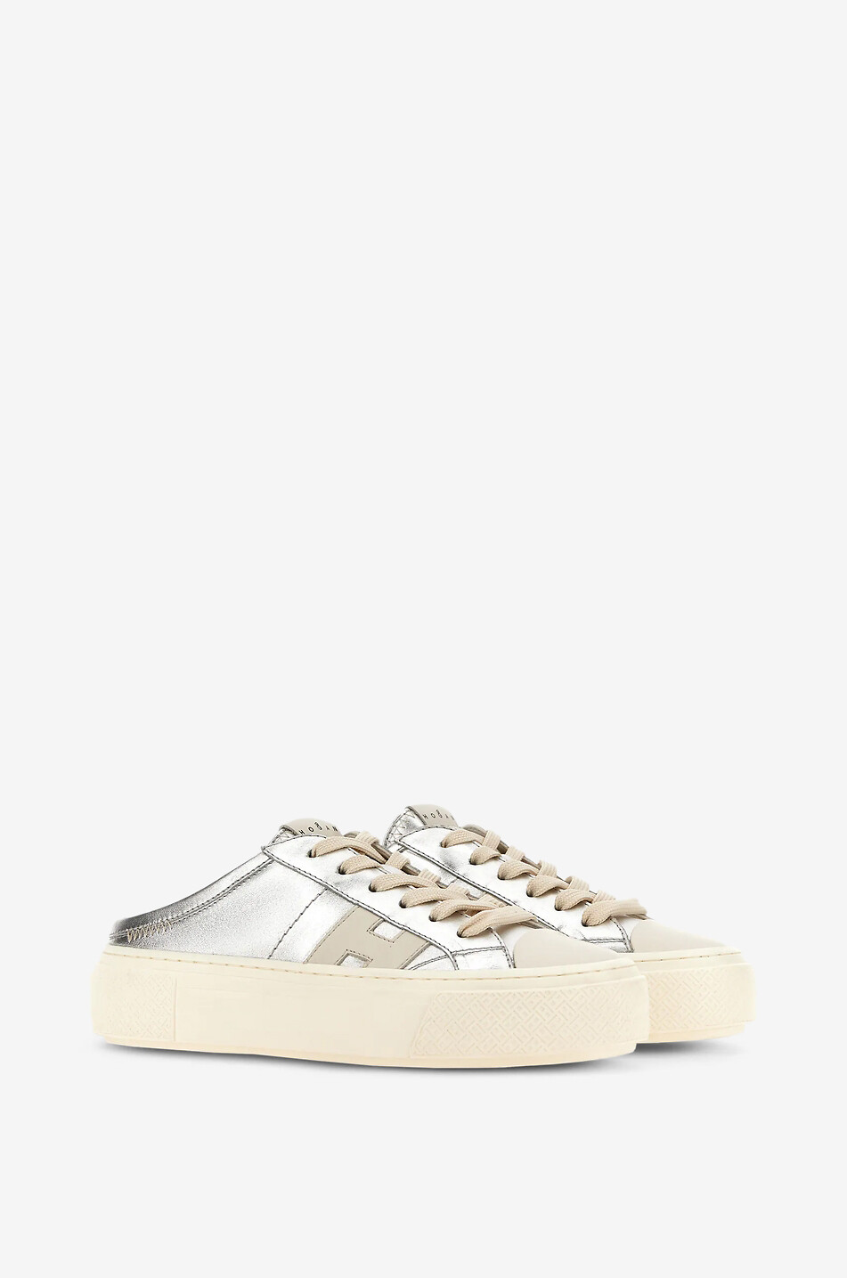 HOGAN Slipper-Sneakers aus Metallic-Leder Crosswind Damen SILBER 2