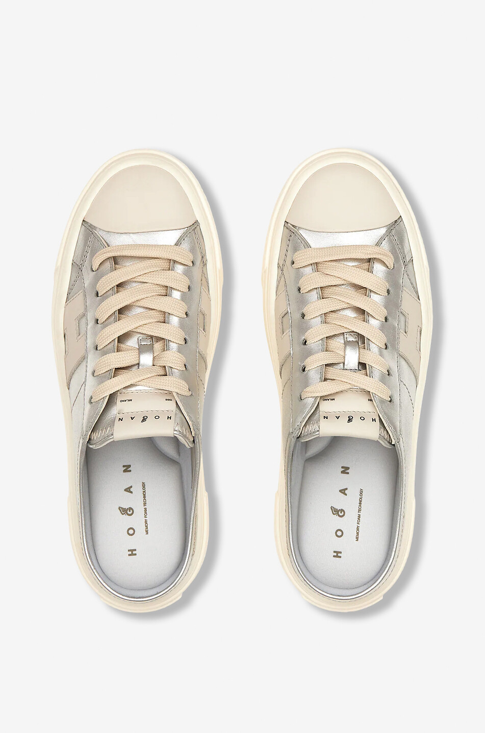 HOGAN Slipper-Sneakers aus Metallic-Leder Crosswind Damen SILBER 4