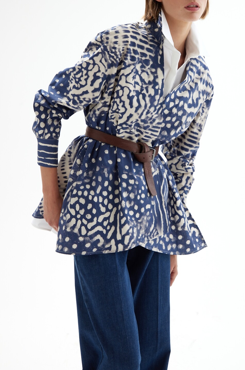 ANTONELLI FIRENZE Elliot fitted wrap shirt in printed cotton Women MULTI COLOURED 4