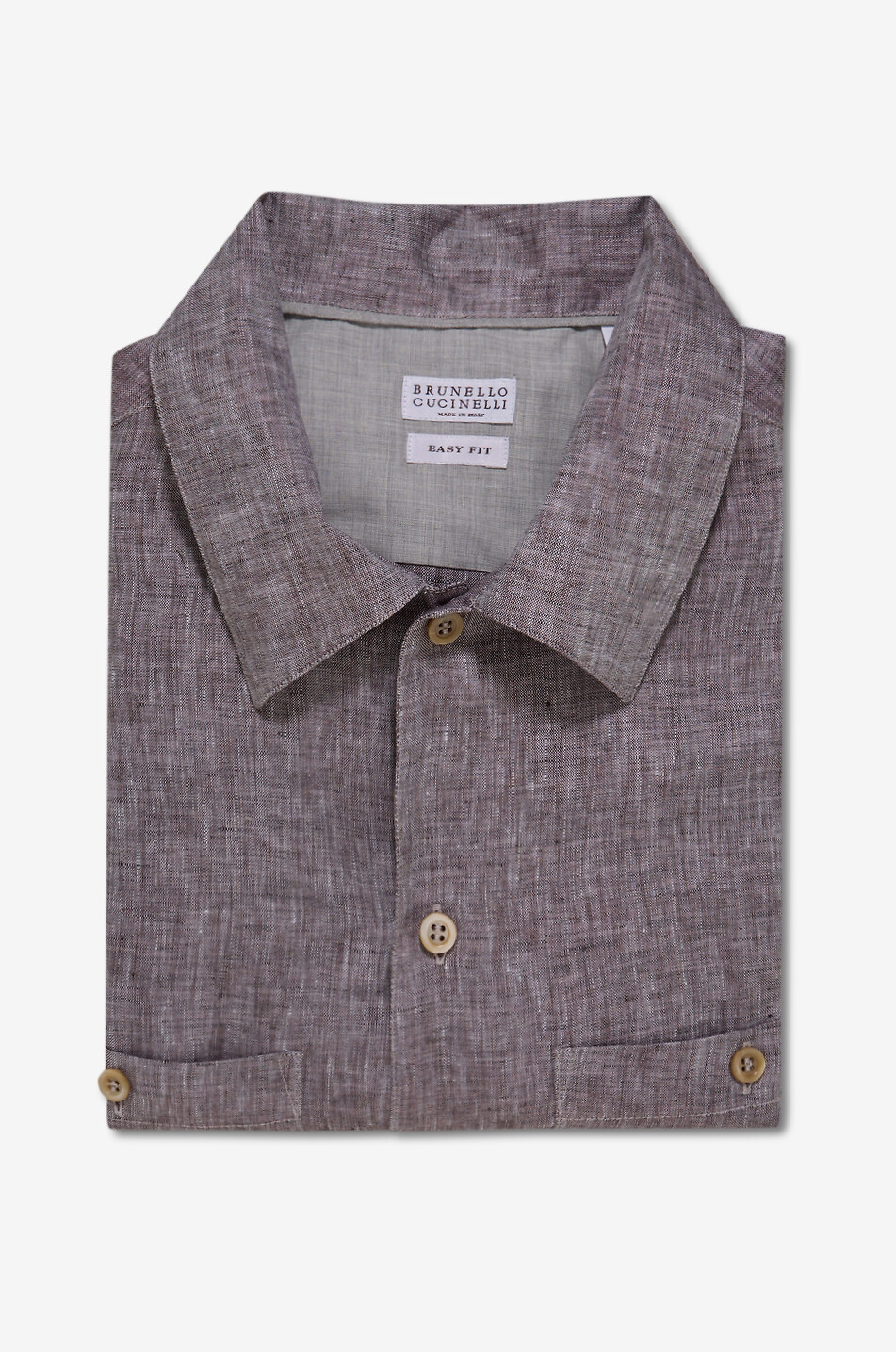 Open-collar linen canvas shirt