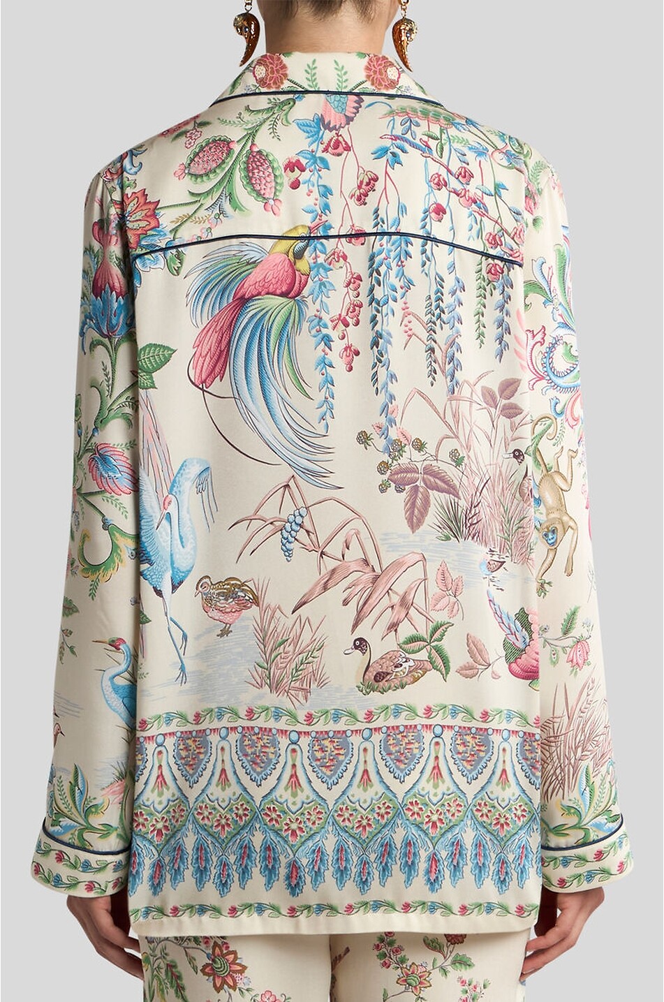 ETRO Printed satin twill overshirt with shirt collar Women MULTI COLOURED 3