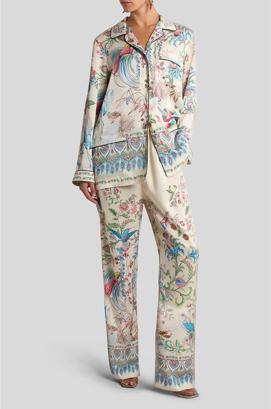 ETRO Printed satin twill overshirt with shirt collar Women MULTI COLOURED 2