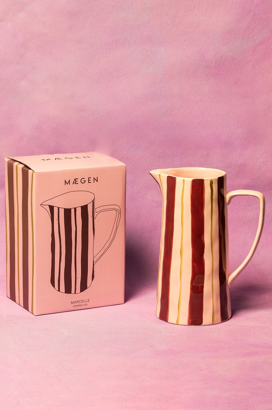 MAEGEN Stripe Jug striped ceramic carafe H17 Home MULTI COLOURED 2