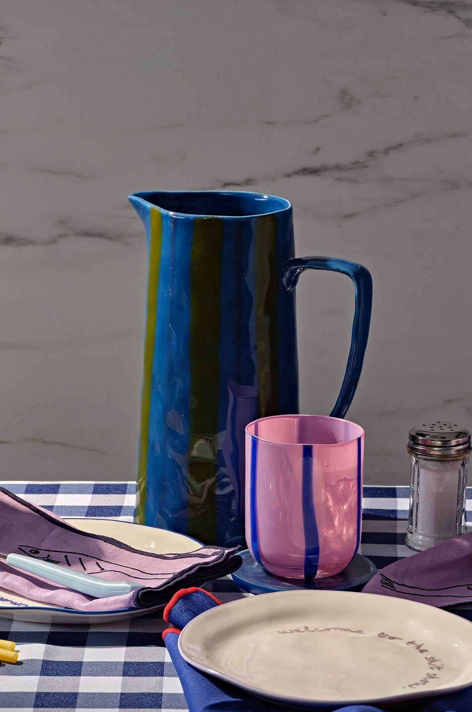 MAEGEN Carafe en céramique rayée Stripe Jug - H17 Maison MULTICOLORE 2