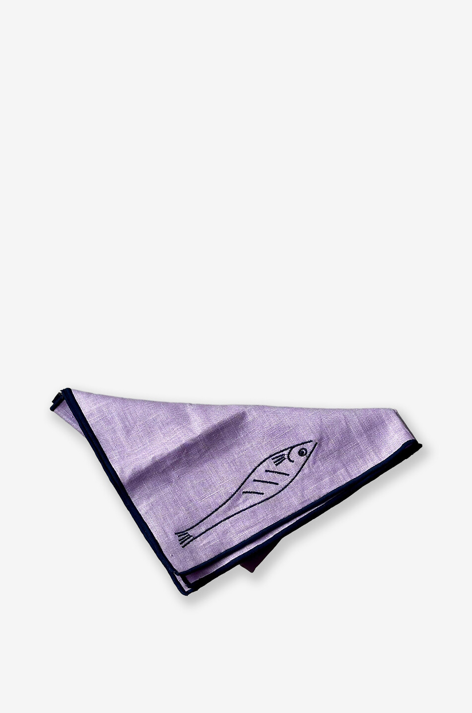 MAEGEN Lot de deux serviettes de table en lin brodé motif poisson Maison VIOLET 2