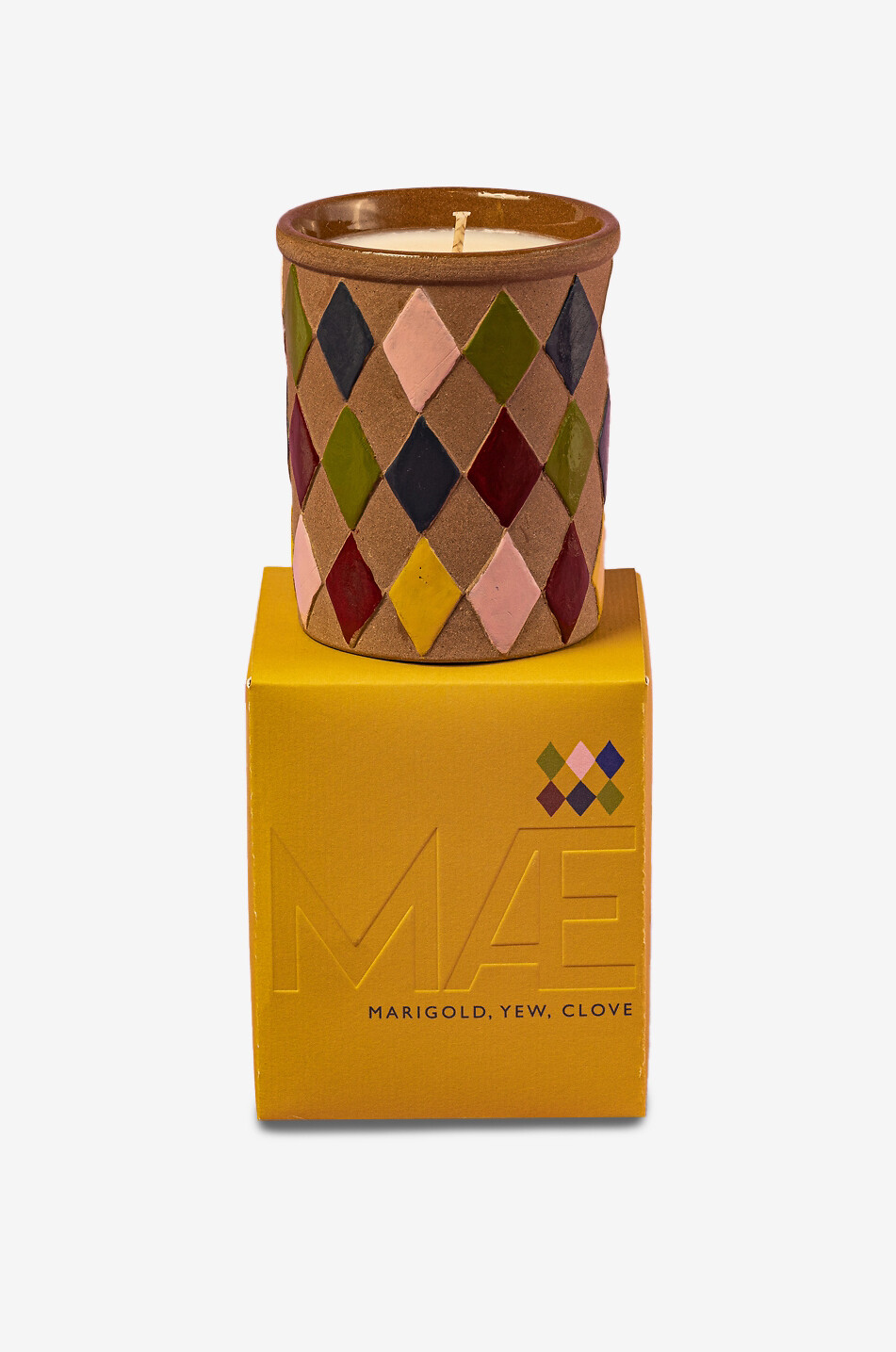 MAEGEN Duftkerze aus Keramik mit Rautenmuster Marigold C 225 g Haus BUNT 1