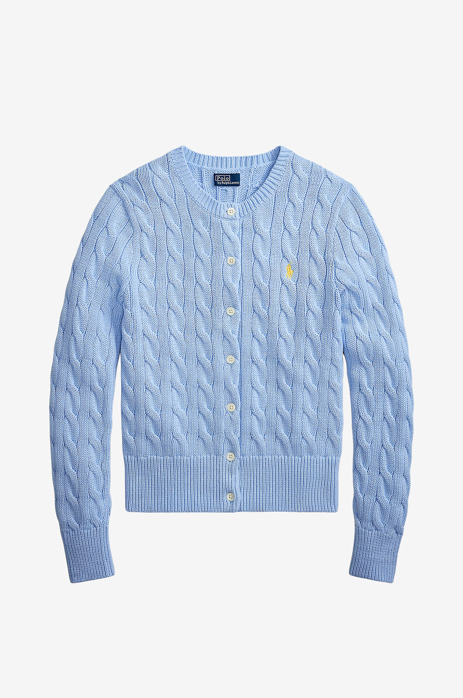 POLO RALPH LAUREN Cardigan torsadé à col rond en coton Pony Femme BLEU CLAIR 1